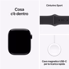 Immagine di Apple Watch Series 11 GPS Cassa 42 mm in alluminio Jet Black cinturino Sport nero - M/L