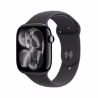 Immagine di Apple Watch Series 11 GPS Cassa 46 mm in alluminio Jet Black cinturino Sport nero - M/L