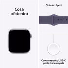 Immagine di Apple Watch Series 11 GPS Cassa 42 mm in alluminio argento cinturino Sport viola nebbia - S/M