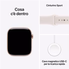 Immagine di Apple Watch Series 11 GPS Cassa 46 mm in alluminio oro rosa cinturino Sport rosa fard - M/L