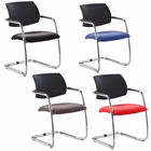 Immagine di Sedia visitatore ELICA SYSTEM su slitta schienale nero sedile blu