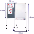Immagine di Lavagna a fogli mobili e lavagna in feltro combinate con ruote bloccabili, 76x121 cm,
