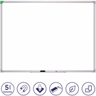 Immagine di Lavagna magnetica cancellabile in acciaio cornice alluminio anodizzato, ecolabel, 120x90 cm, argento