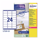 Immagine di Etichette adesive bianche in carta ecologica, 63,5x33,9mm, 24 etichette per foglio, 15 fogli