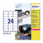 Immagine di Etichette adesive in poliestere bianco extra resistente, 63,5x33,9mm, 24 etichette per foglio, 20ff