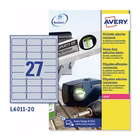 Immagine di Etichette adesive in poliestere argento AVERY L6011-20 per stampanti laser 63,5x29,6 mm 20 fogli