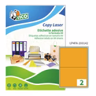 Immagine di Etichette adesive arancio fluo in carta certificata FSC®, 200x142mm, 2 etichette per foglio, 70 ff