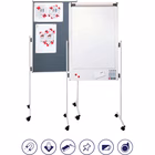 Immagine di Lavagna a fogli mobili e lavagna in feltro combinate con ruote bloccabili, 76x121 cm,