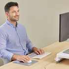 Immagine di Tappetino mouse con poggiapolsi FELLOWES Breyta con microban colore grigio