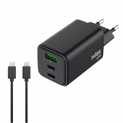 Immagine di Caricabatterie universale di USB type-C e USB A Nilox 65W