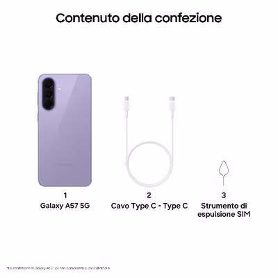 Immagine di Smartphone 256GB SAMSUNG GALAXY A57 8+256GB LILAC SM-A576BZVDEUE