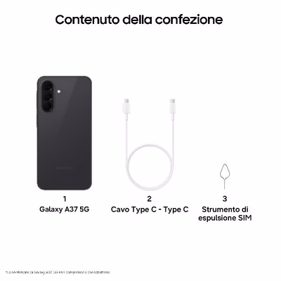 Immagine di Smartphone 128GB SAMSUNG GALAXY A37 6+128GB CHARCOAL ENTERPRISE EDITION SM-A376BZABEEE