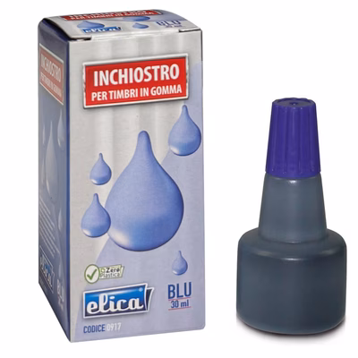 Immagine di Inchiostro per timbri in gomma ELICA ml 30 colore blu