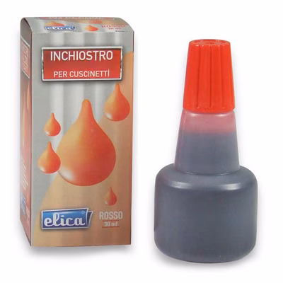 Immagine di Inchiostro per timbri in gomma ELICA ml 30 colore rosso