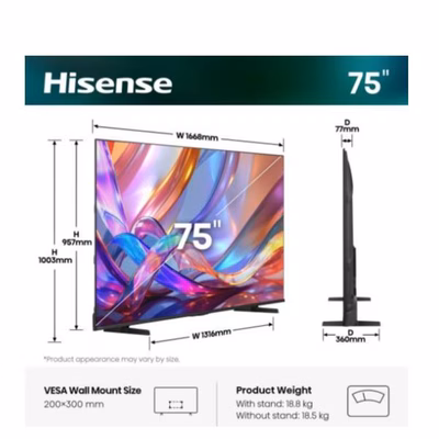 Immagine di Tv 75" uhd 4K (3840x2160) HISENSE 75 E79S QLED 4K ULTRA HD SMART VIDAA 75E79S