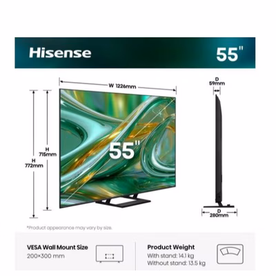 Immagine di Tv 55" uhd 4K (3840x2160) HISENSE 55 E89S MINI LED 4K ULTRA HD SMART VIDAA REFRESH R 55E89S