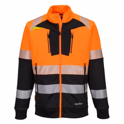 Immagine di Dx4 felpa hi-vis classe 1 con collo a imbuto e chiusura a zip PORTWEST DX490 colore arancione/nero