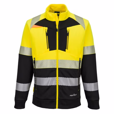Immagine di Dx4 felpa hi-vis classe 1 con collo a imbuto e chiusura a zip PORTWEST DX490 colore Yellow/Black ta