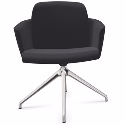 Immagine di Poltroncina girevole BRALCO MY-BELLE in pelle nera base cromata con piedini