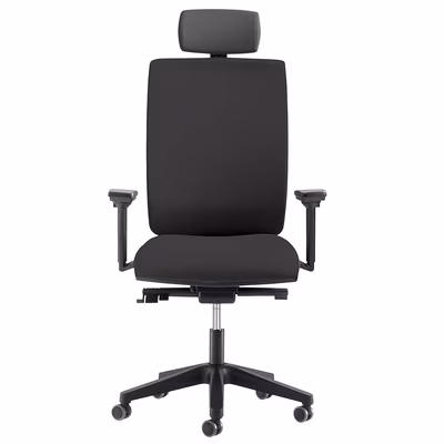 Immagine di Sedia operativa SYSTEM base nylon con braccioli regolabili 3D tessuto nero con poggiatesta