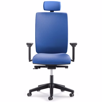 Immagine di Sedia operativa SYSTEM base nylon con braccioli regolabili 3D tessuto blu con poggiatesta