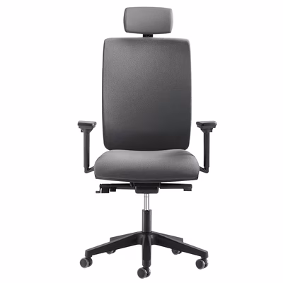 Immagine di Sedia operativa SYSTEM base nylon con braccioli regolabili 3D tessuto grigio con poggiatesta