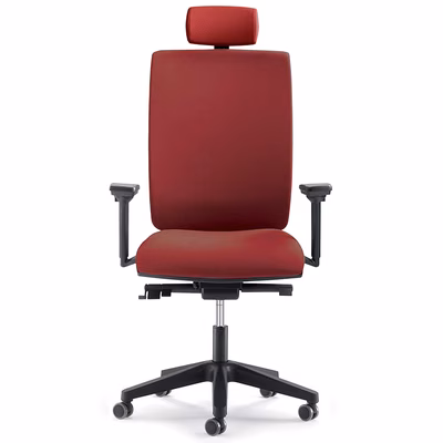 Immagine di Sedia operativa SYSTEM base nylon con braccioli regolabili 3D tessuto rosso con poggiatesta