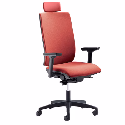 Immagine di Sedia operativa SYSTEM base nylon con braccioli regolabili 3D ecopelle ross con poggiatesta
