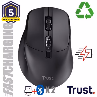 Immagine di TRUST MOUSE WIRELESS RICARICA ULTRAVELOCE 3MIN 24GG - MU 25991