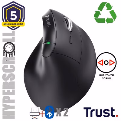 Immagine di TRUST MOUSE ERGONOMICO VERTICALE HYPERSCROLL WIRELESS RI 26107