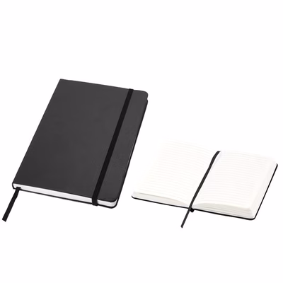 Immagine di Notebook Journalbooks in similpelle con elastico 80ff a righe formato A5 colore nero 250+