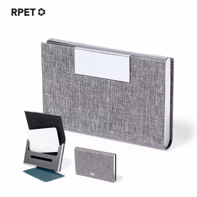 Immagine di Portacarte Restek in poliestere 300D RPET con chiusura magnetica colore grigio 2500+