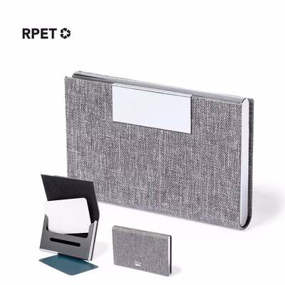 Immagine di Portacarte Restek in poliestere 300D RPET con chiusura magnetica colore grigio 500+