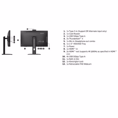 Immagine di Pc All-in-One 27" professional intel core ultra 7 1000GB MSI MODERN AM273QP AI 1UM-417EU 9S6-AF011
