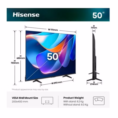 Immagine di Tv 50" uhd 4K (3840x2160) HISENSE 50 A69S 4K ULTRA HD SMART VIDAA 50A69S