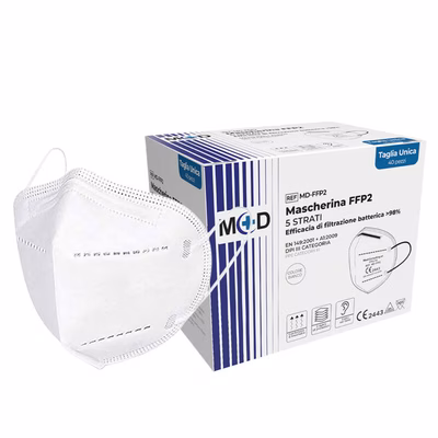Immagine di Mascherina pieghevole senza valvola FFP2 VAM MD-FFP2 colore bianco