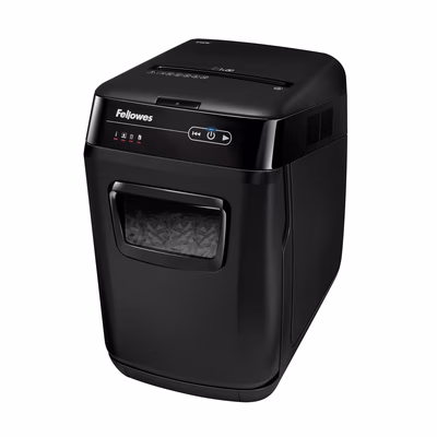 Immagine di Distruggidocumenti a frammenti FELLOWES AUTOMAX 150C livello sicurezza P-4 colore nero