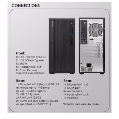 Immagine di Pc Desktop intel core ultra 7 1000GB MSI PRO DP180 AI A2G-1405XEU 9S6-B0A771-1405