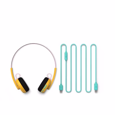 Immagine di Cuffie senza filo giallo PHILIPS CUFFIA ON-EAR WIRELESS/CAVO THE RINGO DUO BLUETOOT TAMS1YL/00