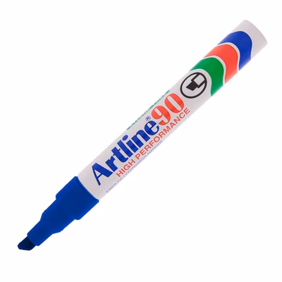 Immagine di Pennarello permanent con fusto in alluminio ARTLINE EK90 punta a scalpello colore blu