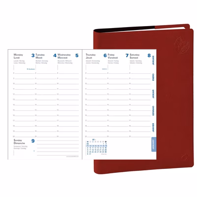 Immagine di Agenda Quo Vadis Eunoia Rigiro 9x12,5 colore bordeaux