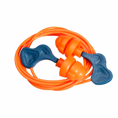 Immagine di Inserti auricolari easy fit in pu con cordino 50 paia PORTWEST EP23 colore arancione