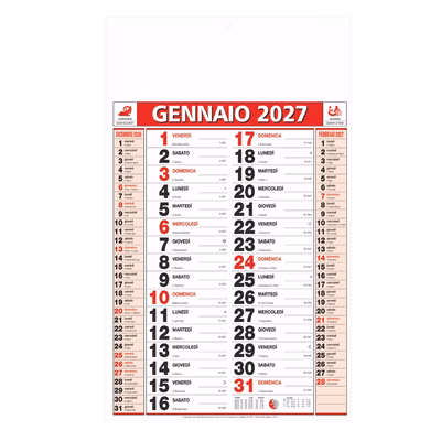Immagine di Calendario Olandese Classic cm 28,8x47 rosso