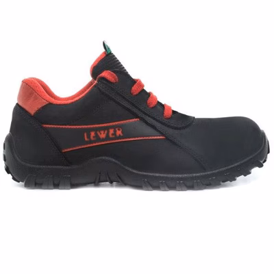 Immagine di Calzatura bassa DP1N S3S FO SR pelle fiore nabuk nero/rosso taglia 35