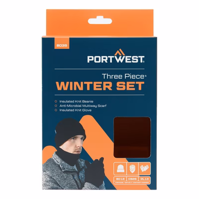 Immagine di Set di accessori invernali 3pcs pezzi PORTWEST B035 colore nero