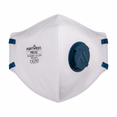 Immagine di FFP2 mascherina pieghevole con valvola respiratoria dolomite pk3 PORTWEST P210 colore bianco
