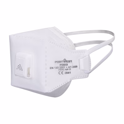Immagine di Eagle FFP3 pro- mascherina pieghevole dolomite con valvola PORTWEST P393 colore bianco