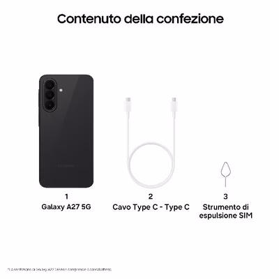 Immagine di Smartphone 128GB SAMSUNG GALAXY A27 6+128GB BLACK ENTERPRISE EDITION SM-A276BZKBEEE