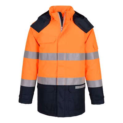 Immagine di Giacca invernale fr bizflame rain+ hi-vis multi-norma a contrasto PORTWEST FR617 colore arancione/bl