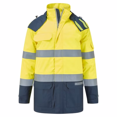 Immagine di Giacca da lavoro invernale hi-vis multi-norma a contrasto PORTWEST FR617 colore giallo/blu